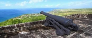 The cannon and stone walls in St. Kitts 